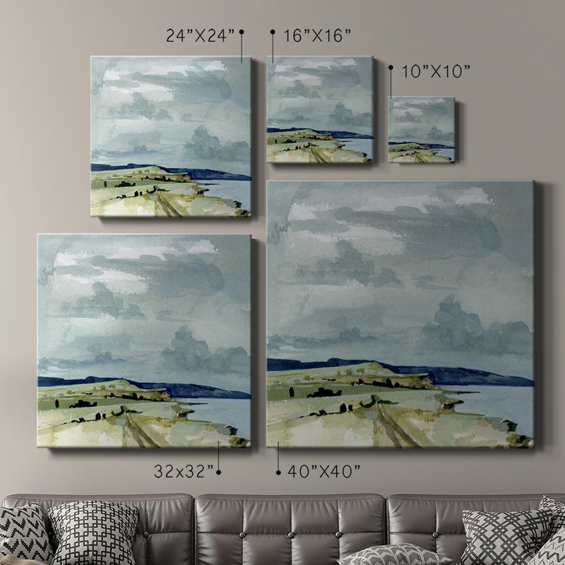 «Coastal Blues» aquarelle I-Premium, toile tendue avec châssis - prête à être accrochée