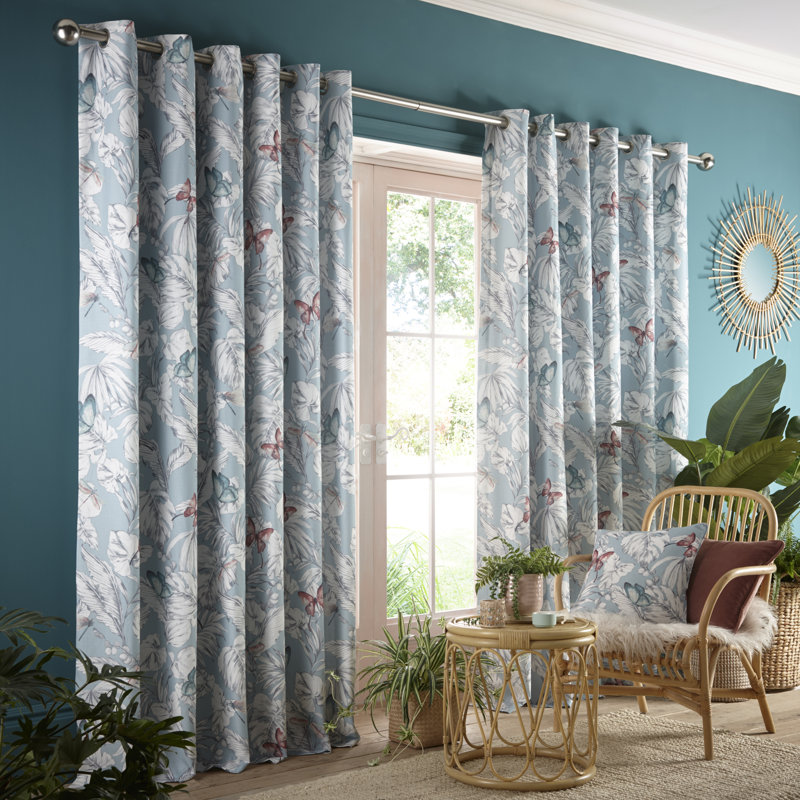 Bennison Room Darkening Curtain Pair, 168 W x 183 D cm, Aqua