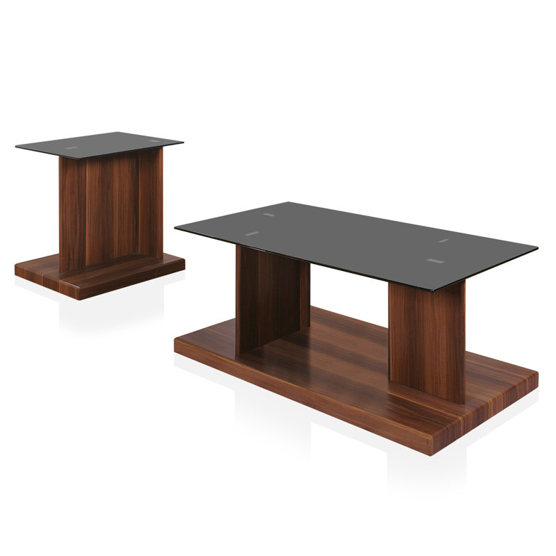 Donjae Aadvik 2 Piece Coffee Table Set, Dark Walnut