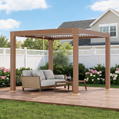 10x20 FT Louvered Pergola with Adjustable Aluminum Roof & Drainage System for Patio Deck