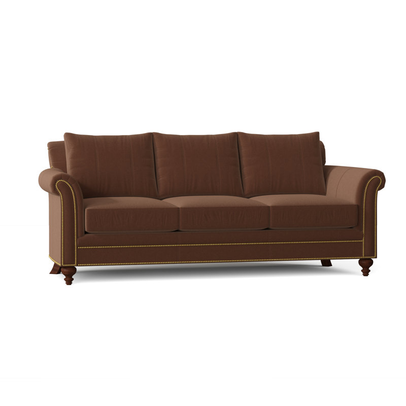 Richardson Sofa, Aline Fumo Genuine Leather, Mahogany, French Natural
