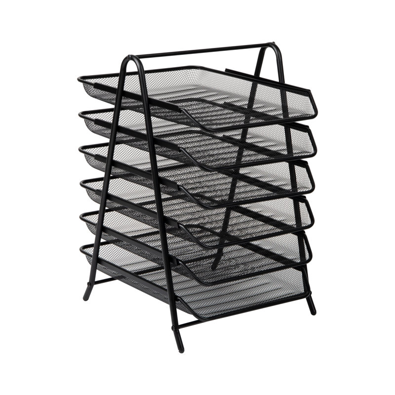 Black Metal Mesh 6-Tier Letter Tray Organizer