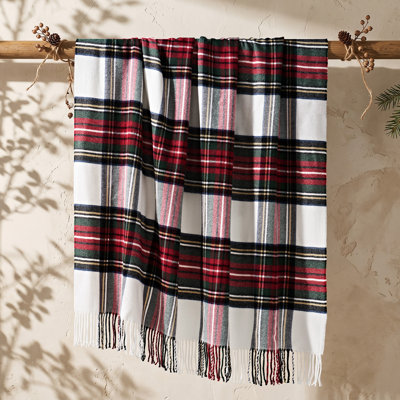 EverGrace Holiday Plaid Brushed Throw Blanket