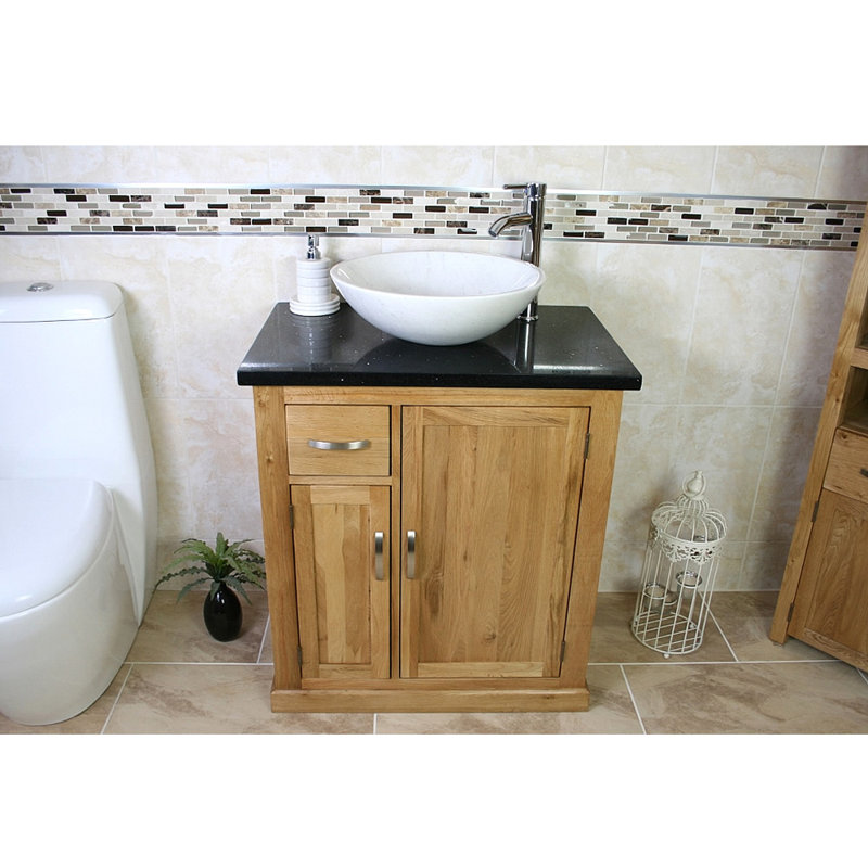 Tanglewood 750mm Single Bathroom Vanity with Vessel Stone Basin, White