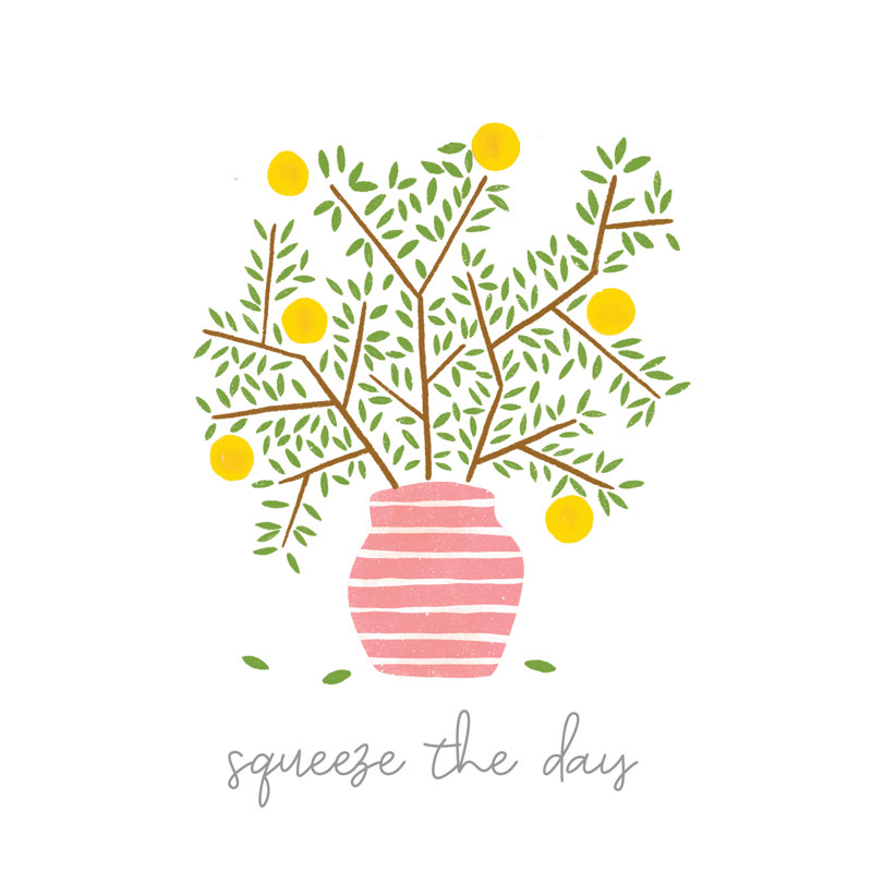 Minimal Lemon Tree Squeeze Day, 30cm H x 46cm W x 3.8cm D