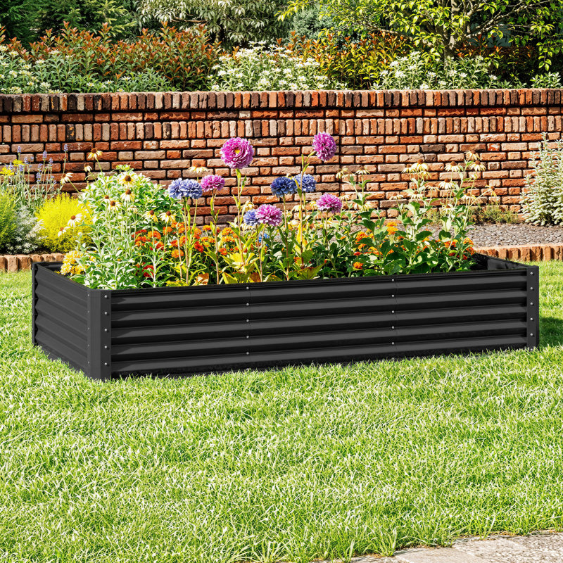 Lit de jardin surélevé Millerville - 8 x 4 x 1,5 pi, Noir, H 18 po x l 96 po x P 48 po