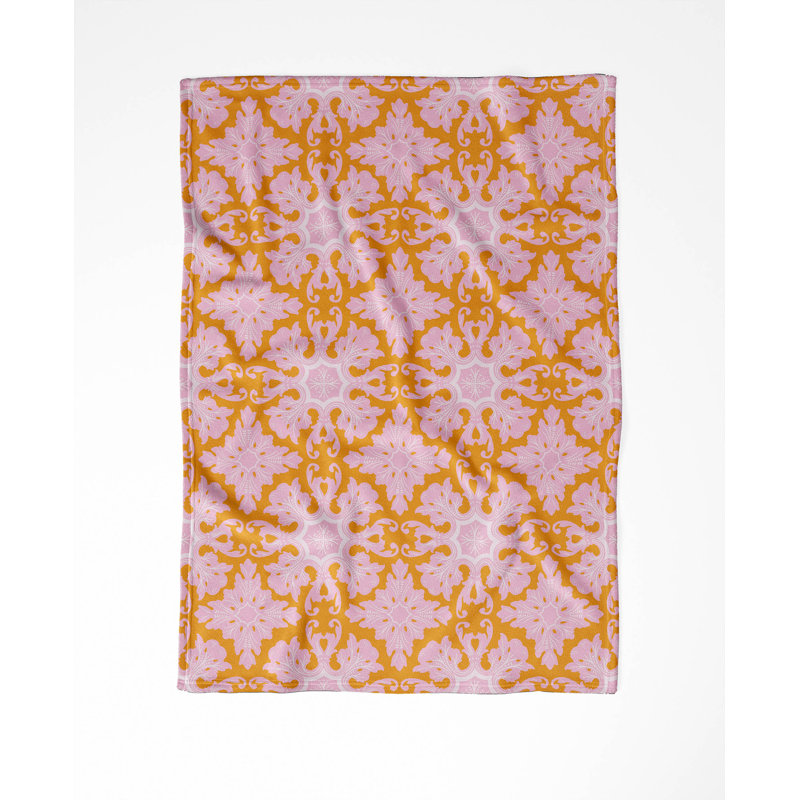 Couverture en velours de velours de damas, L 80 po x l 60 po, Orange