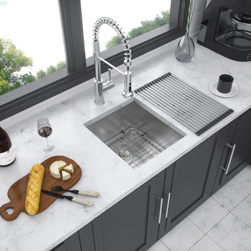 Évier de cuisine encastrable 13 po - 13 po x 15 po x 9 po - Évier de cuisine en acier inoxydable encastrable à profondeur simple de calibre 18 et 9 pouces