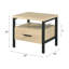 Table d'appoint en chêne et noire, pieds en métal, 1 tiroir de rangement et table ouverte en noir, unité de compartiment
