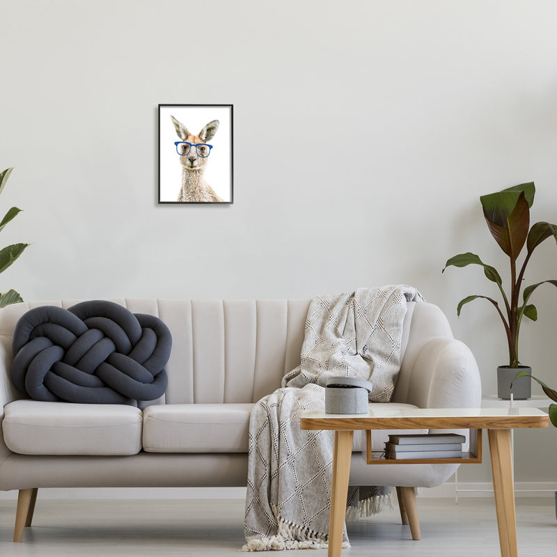 «Au-559-Giclee Kangaroo Blue Hipster Glasses» par Annalisa Latella, impression, Giclée encadrée noir minuit
