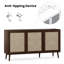 Buffet Buffet avec 3 portes en rotin, console de rangement de cuisine moderne pour le vestibule (grand, noyer)