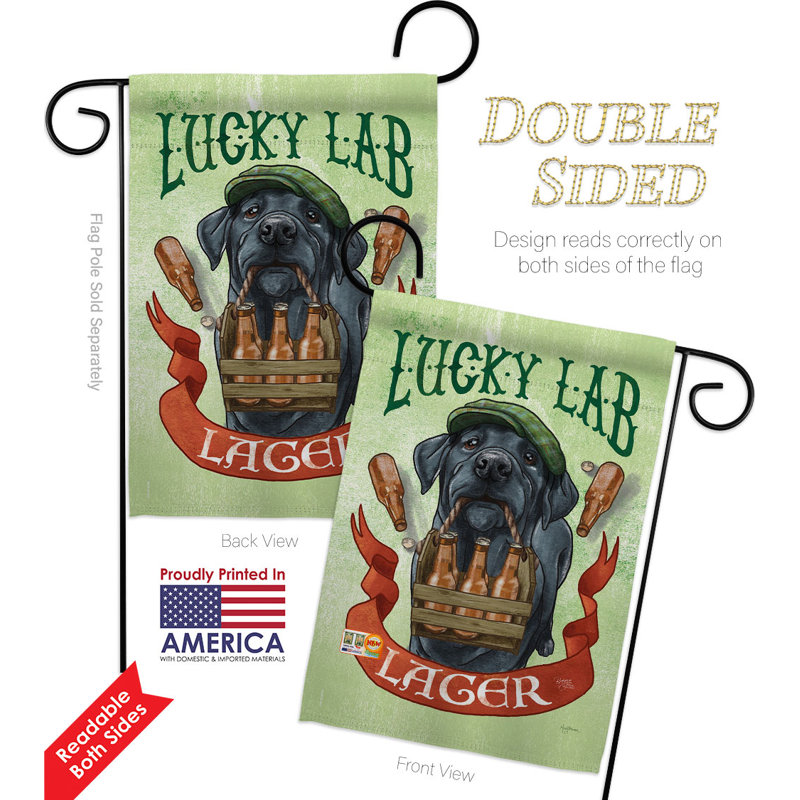 Drapeau de jardin en polyester 18 po x 13 po Lucky Lab Lager