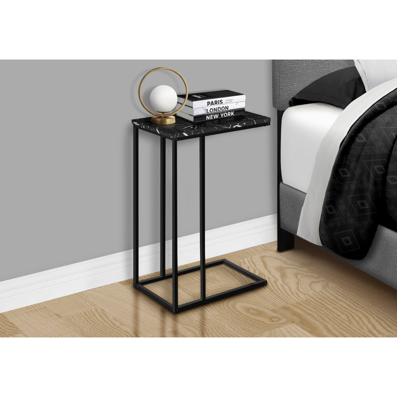 Table d'appoint en métal, stratifié, Noir / blanc, Noir