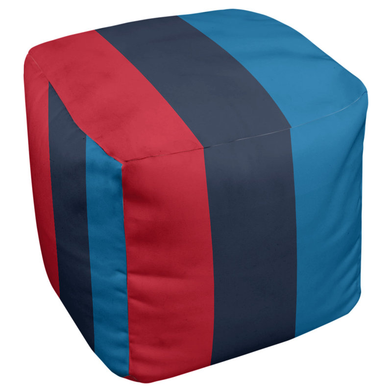 Repose-pieds cube à rayures de floride, H 18 po x l 18 po x P 18 po, Rouge / bleu marine / bleu poudre
