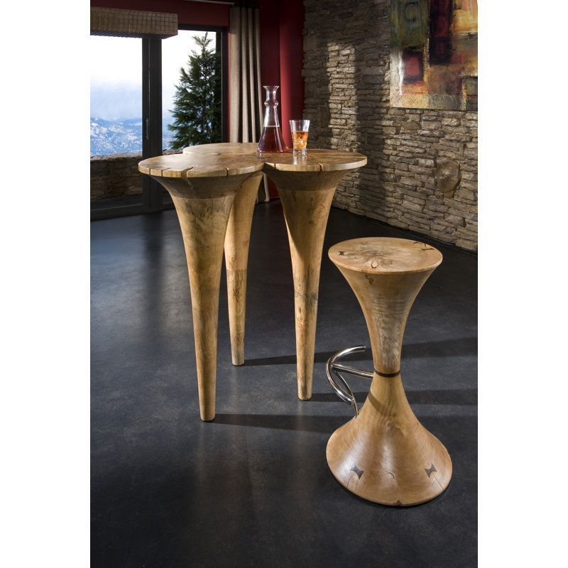 Marley Triangular Brown Wood Bar Height Table