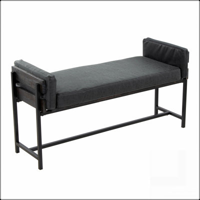 18" Bench With Black Metal Wood