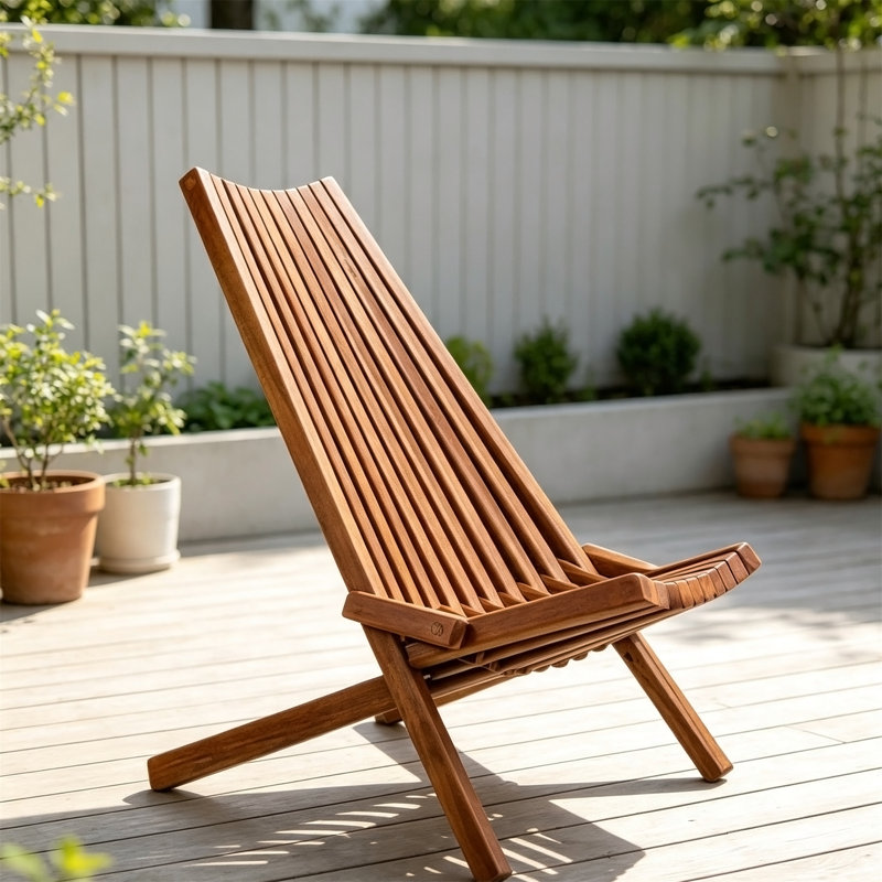 Chaise d'extérieur pliante en bois d'acacia