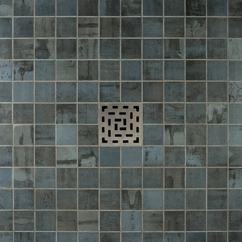 Carreau de mosaïque en porcelaine aspect métal 2 po x 2 po Angela Harris (0,92 pi2 / boîte), Bleu