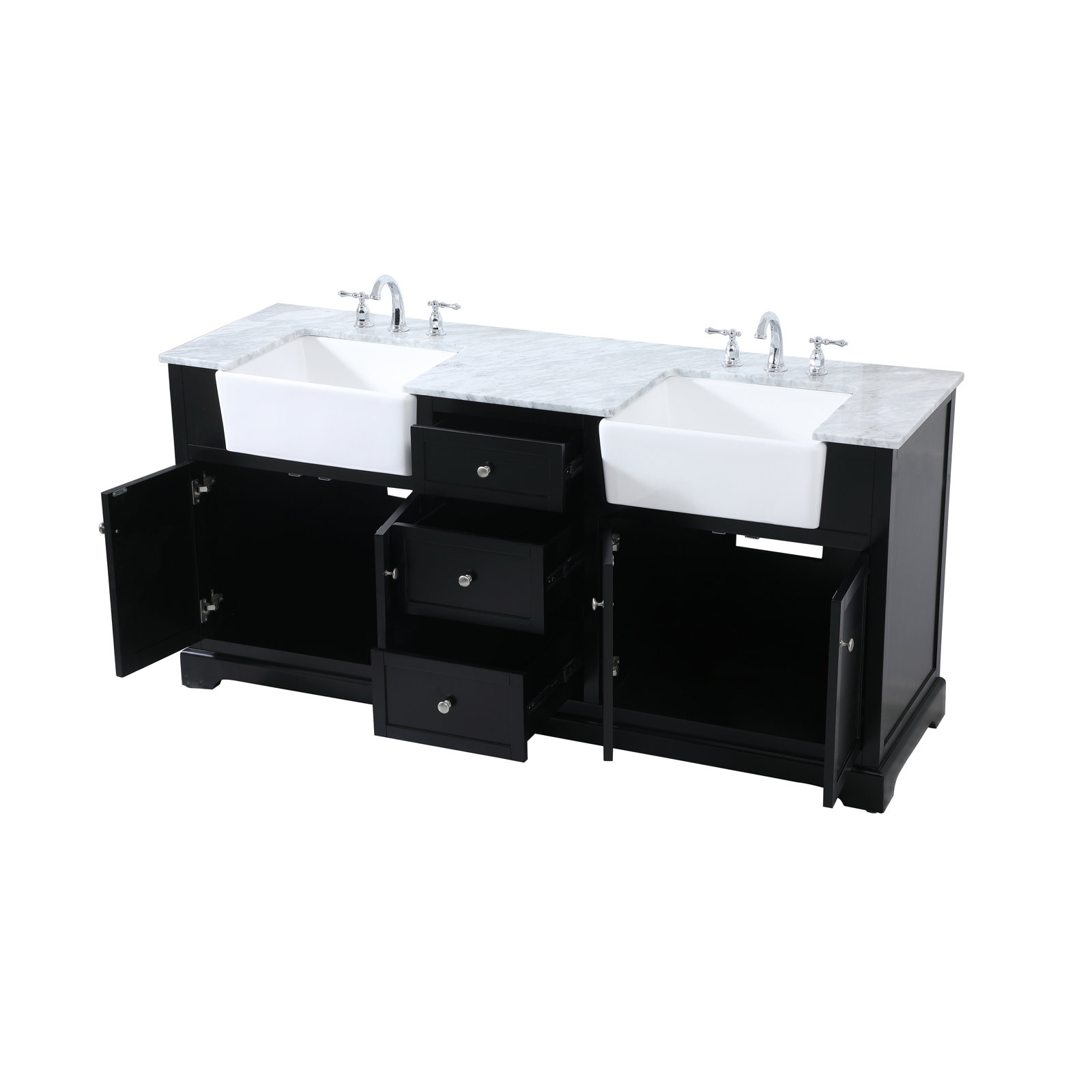 Pardue 72'' Double Bathroom Vanity, Black