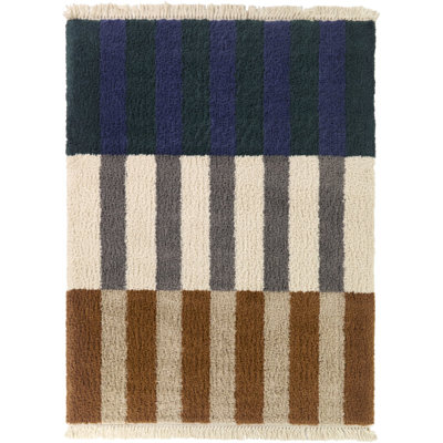Antonetta Rust/Blue Geometric Stripe Area Rug