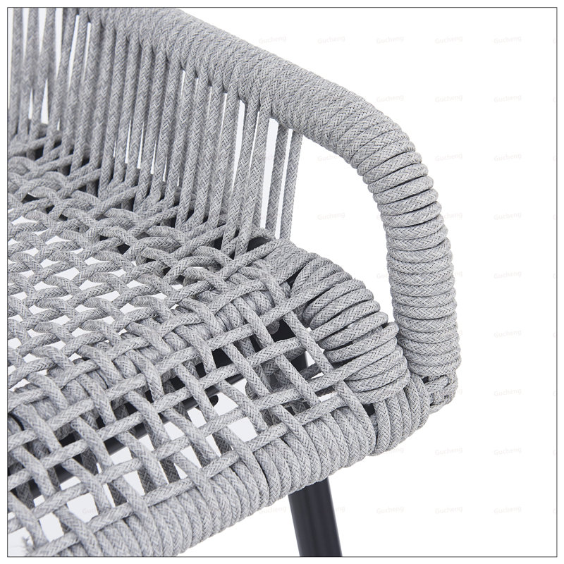 Tabouret de bar d'extérieur en corde de patio, durable et élégant pour les sièges Alfresco modernes, Gris clair