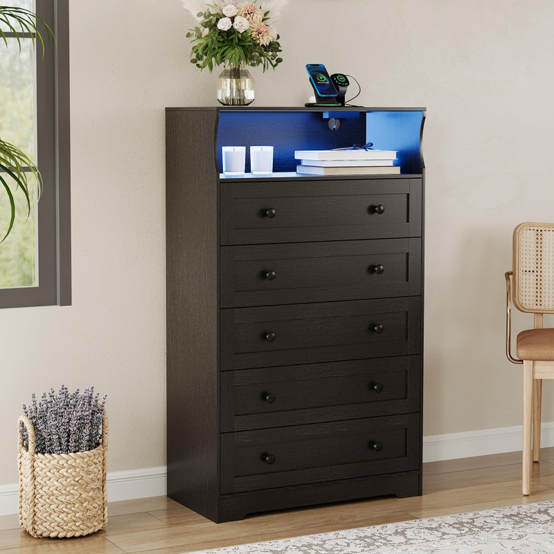 Commode 5 tiroirs Modern, Noir