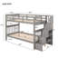 Lit superposé Twintwin avec rangement et escalier sécuritaire - Gris pour garde-corps robuste pour chambre-1689960682