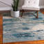 Tapis bleu clair tissé à la machine à motif abstrait Keimar-38205104