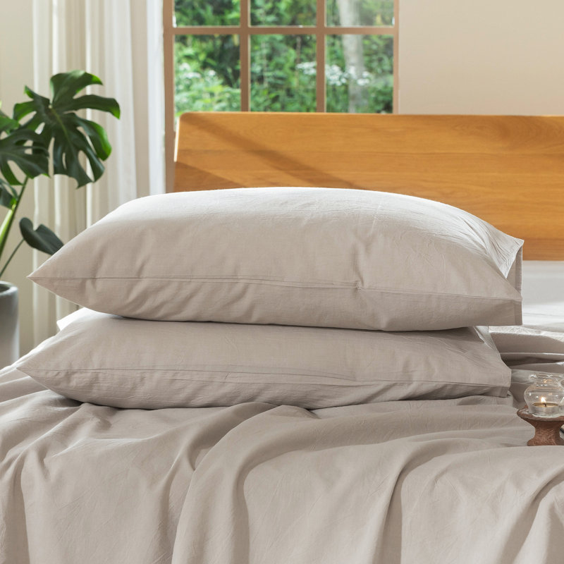 Fermeture de l'enveloppe des taies d'oreiller MooMee, Standard (20 po x 26 po), Gris crème