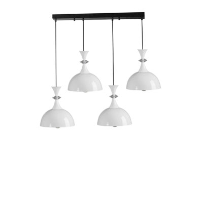 Lustre réglable moderne, structure en métal, plaque de base 8 po x 2,4 po x 1,2 po | Hauteur: 8 po à 27,6 po, bouchon de 7,9 po | 4 x douilles E27 (40 W maximum), finition élégante blanche et noire, pour la salle à manger et les espaces de vie