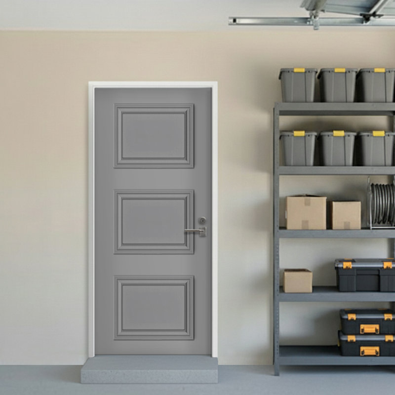 Dalle de porte intérieure en composite à l'épreuve du feu Palazzo 3, 80 po x 28 po, Gris clair, Gauche