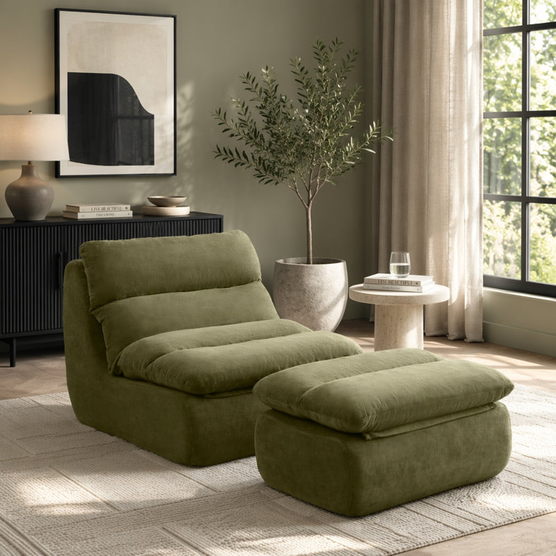 Canapé paresseux rembourré 32 "Big Chaise, Vert