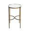 Superbe table d'appoint ovale avec base en métal bronze antique et surface en verre avec magnifique finition de cadre