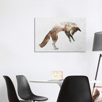 Jumping Fox by Andreas Lie - Print on Canvas