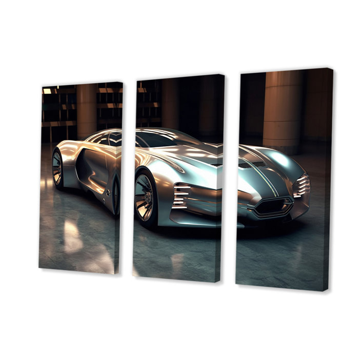 DesignArt Futuristic Bugatti Sports Car IV On Canvas 3 Pieces Print ...