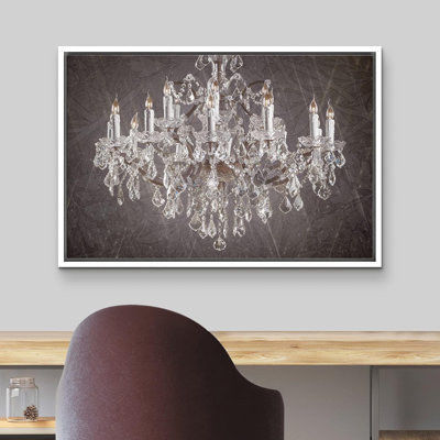Glam Crystal Chandelier " Grunge Paint Stroke Silver Crystal Chandelier Decor Light Contemporary Relax Calm "