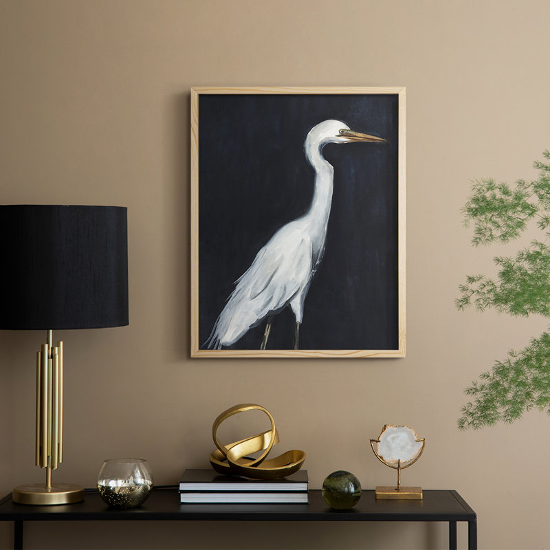 Calm Great Egret II, reproduction encadrée - bois massif