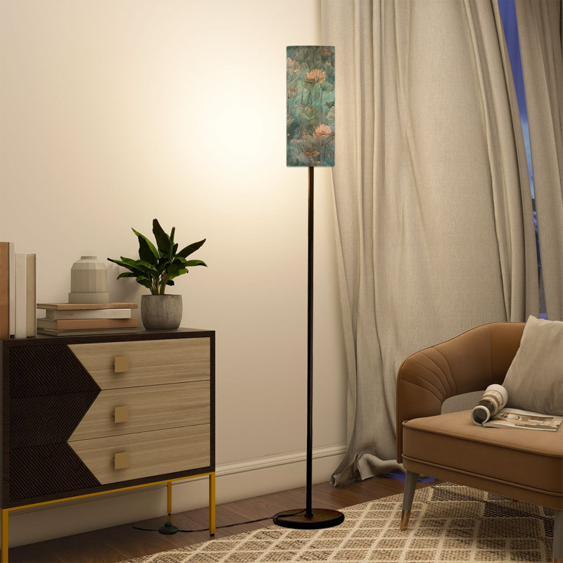  Lampe sur pied de 68,5 po à fixation sur pied pour jardin botanique céleste à élégance florale à intensité variable avec abat-jour en lin et ampoule DEL incluse