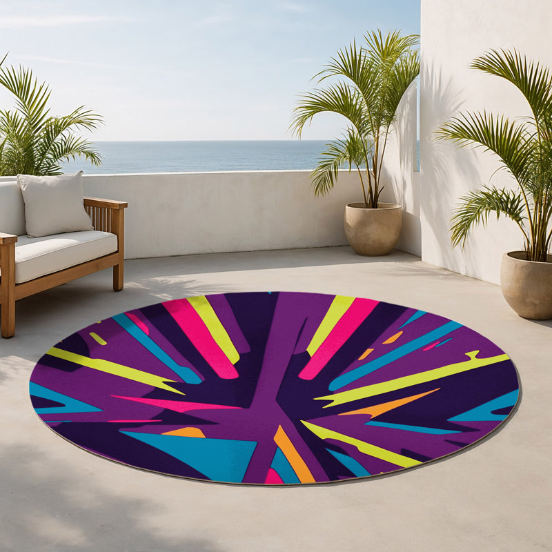 Tapis intérieur et extérieur Radiant Rift, Rond 5 pi