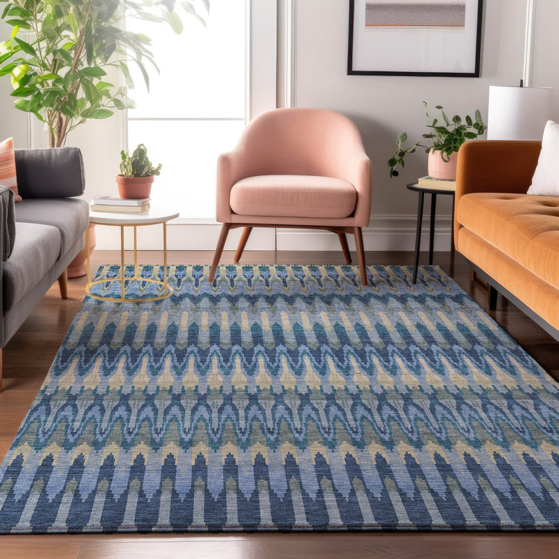 Tapis en denim de qualité supérieure lavable à la machine Prisco, Rectangle 9 pi x 12 pi