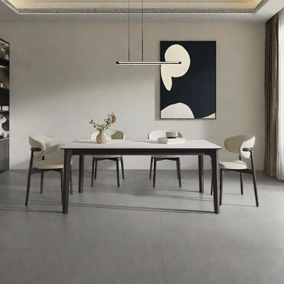 Ash wood rectangular rock plate dining table