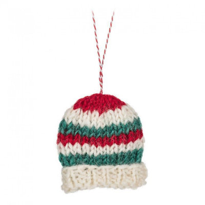 Knitted Striped Hat Ornament