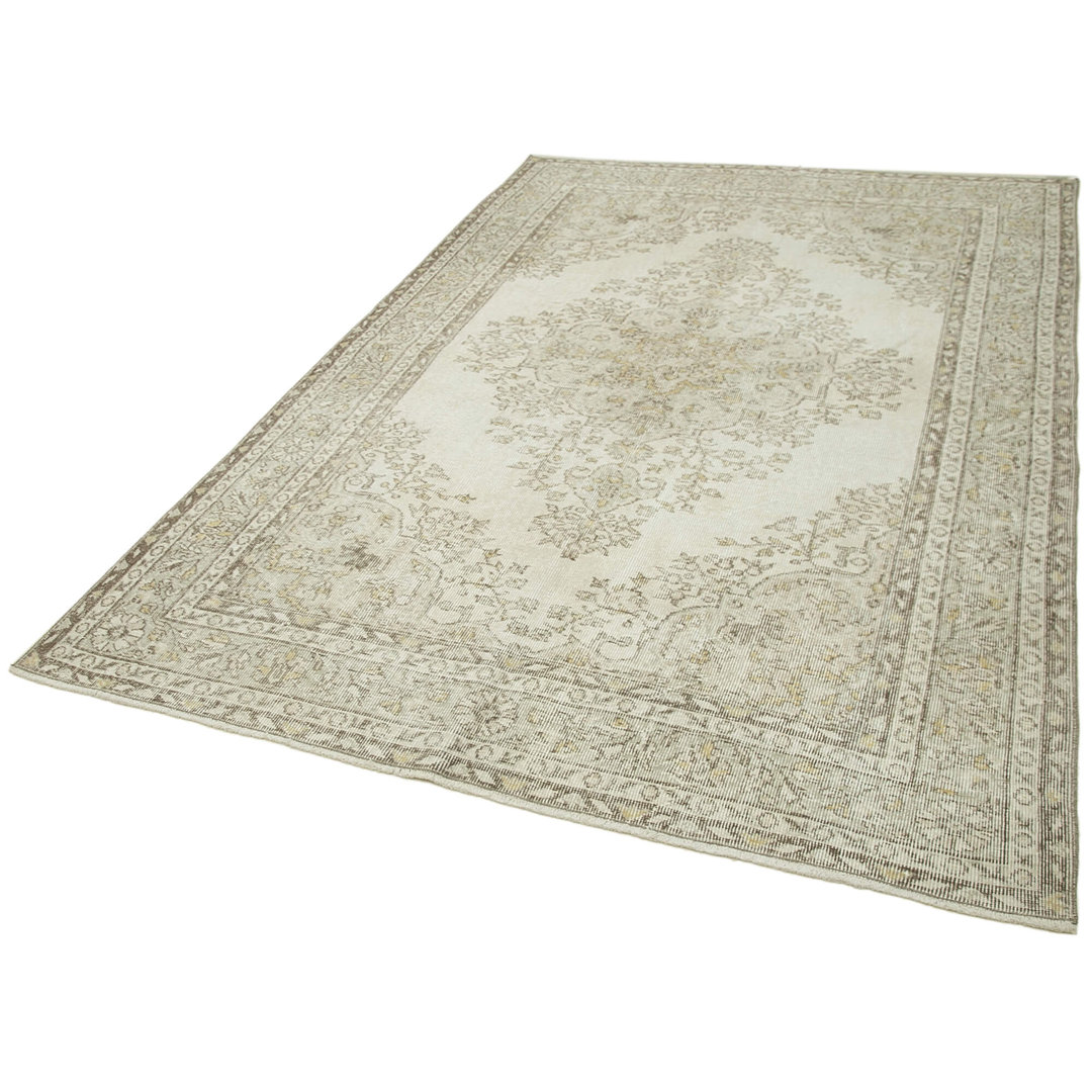 Vintage Beige Vintage Wool Handmade Area Rug