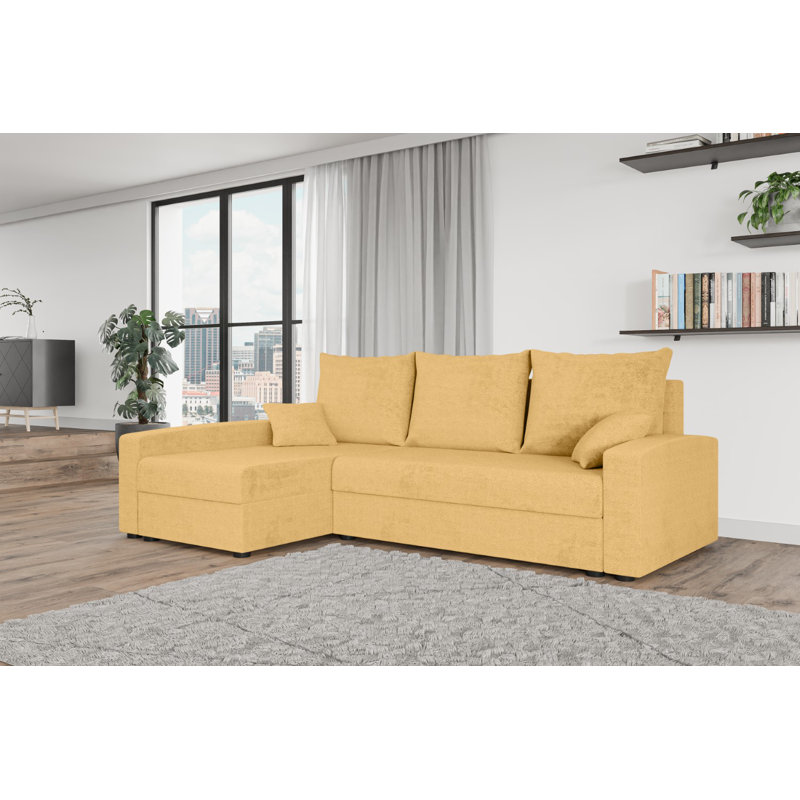 Shray 3 Seater Corner Sofa , Mustard yellow - Matana09