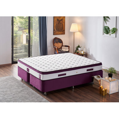 Orthopedic Mattress - Hotel Quality, 63.0 x 79.0 x 9.1 inches | Knitted Fabric Cover, Hidden Padded Hypersoft Foam, Multi Spring System | White & Purple Design, Ultimate Comfort for Restful Sleep