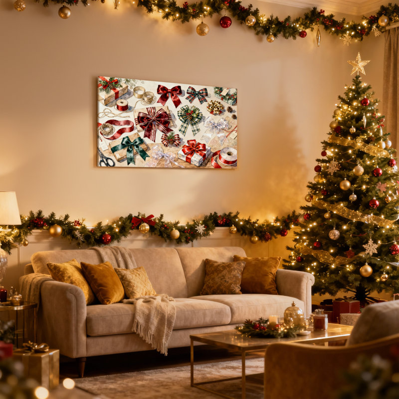«Christmas Christmas Christmas», ensemble de 3 impressions sur toile, H 12 po x l 18 po