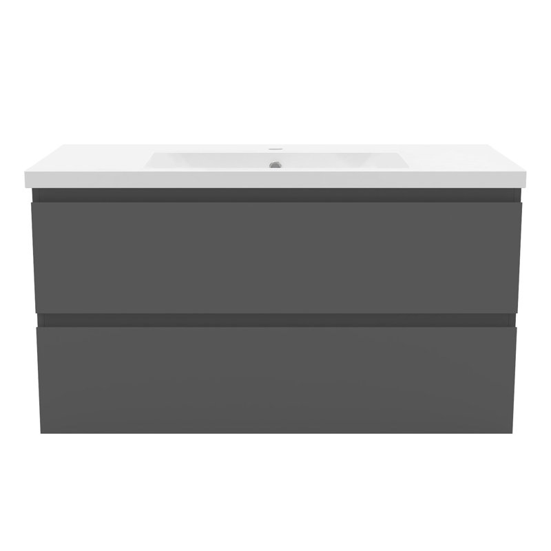 Nodira 990mm Single Bathroom Vanity with Drop In Resin Basin, Grey