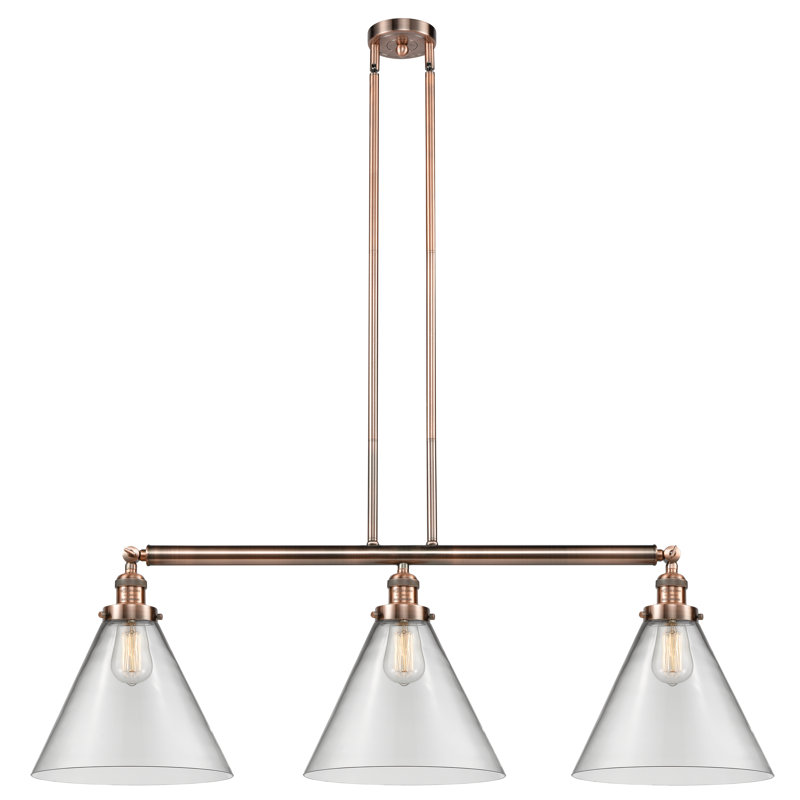 Pompa 3 - Light Kitchen Island Pendant, No Bulb Included, Clear, Satin Gold