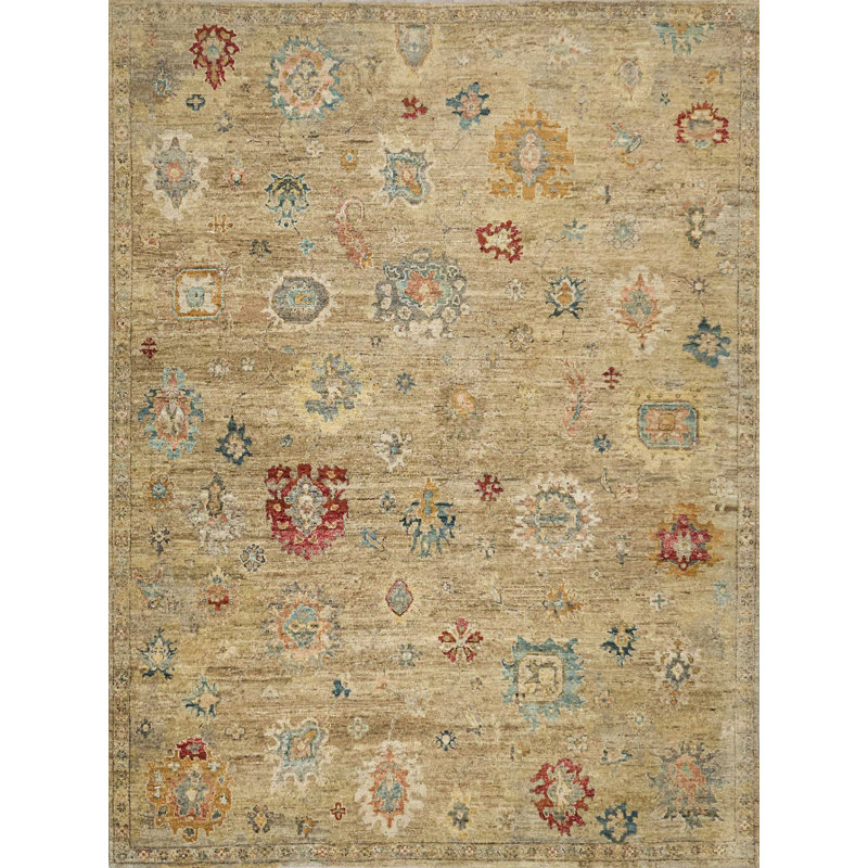 Oxford Hand-knotted Ghazni Wool, Camel Area Rug, Rectangle 6' x 9'