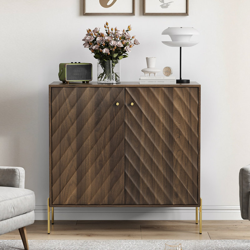 Buffet avec rangement, armoires de rangement de style moderne Mid-Century, buffet en noyer pour le salon, la salle à manger, le vestibule, le couloir, la cuisine